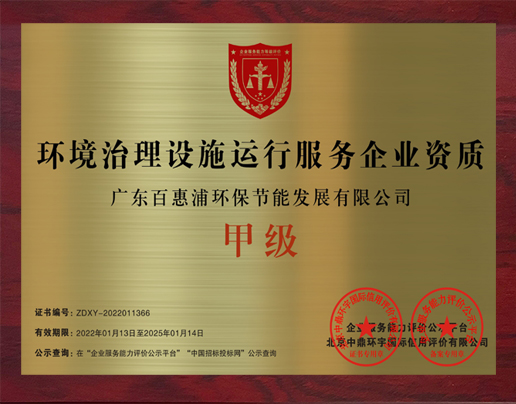 環境治理設施運行服務企業資質
