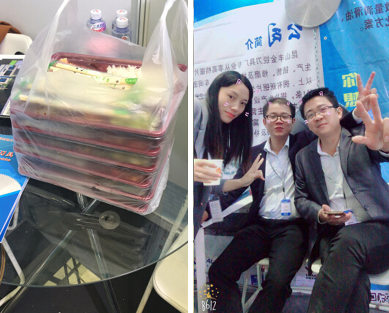 這是參展的鄧氏家人的午餐，順便還有家人出來賣萌!