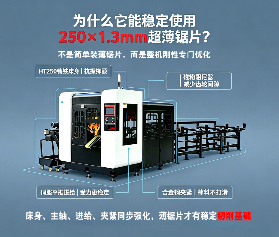 DS6-LJ85P高速鋁棒鋸 為什么可以裝1.3mm薄鋸片
